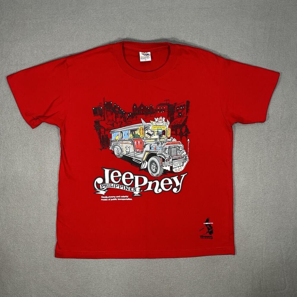 Philippines Jeepney Graphic Red Souvenir T-Shirt Dibuko Men’s M